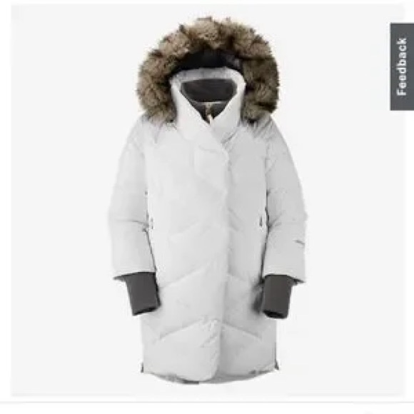 Eddie Bauer White Puffer Coat with Faux Fur Hood - Picture 10 of 12